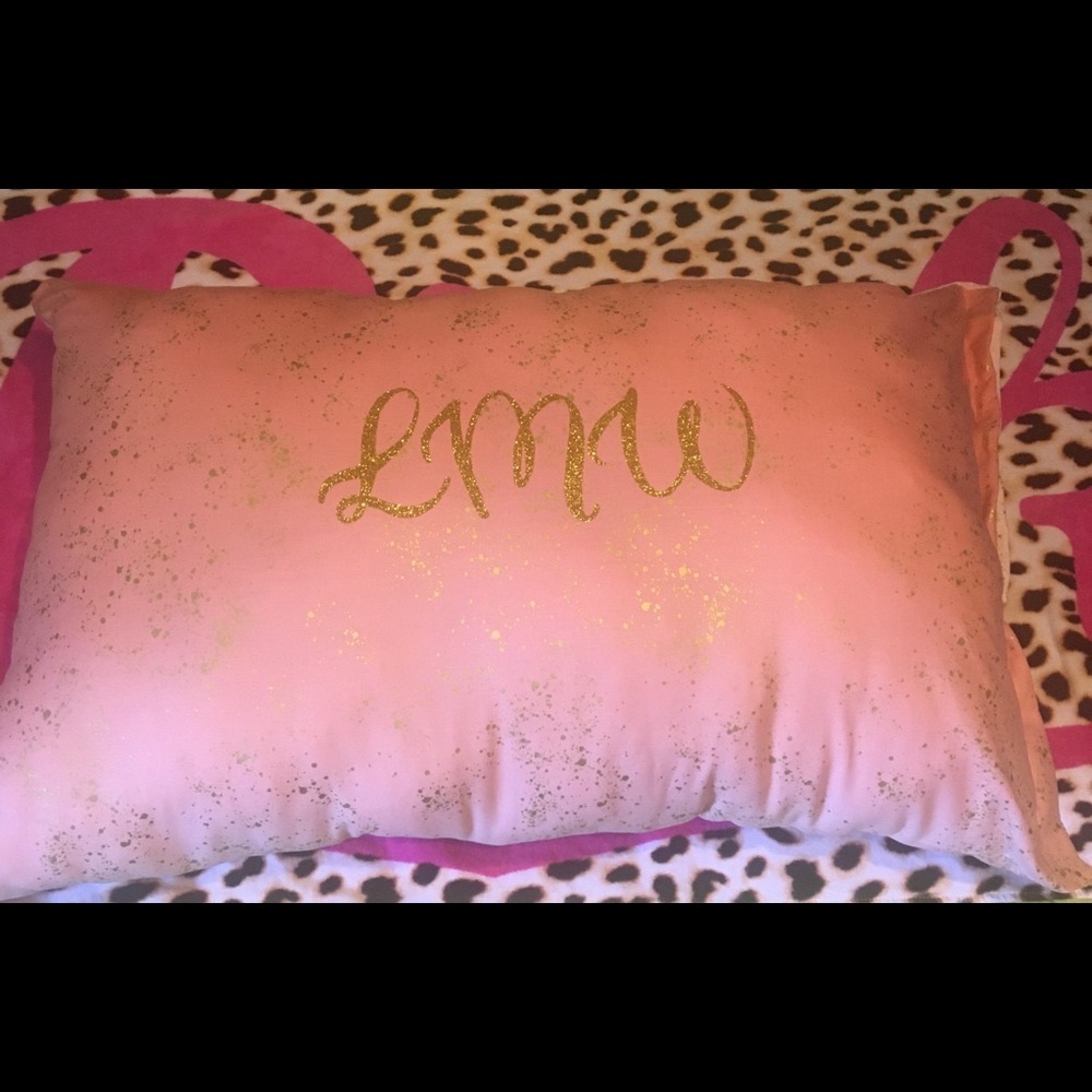 Pink & gold personalized pillow (Add Initials)